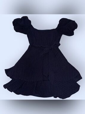 B. Darlin Navy Blue Dress with Puff Sleeves